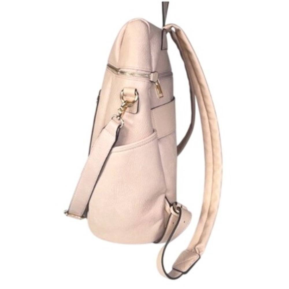 Poppy & Peonies Tote Commuter Backpack Set Blush Pink Gold Vegan Leather - Picture 5 of 16